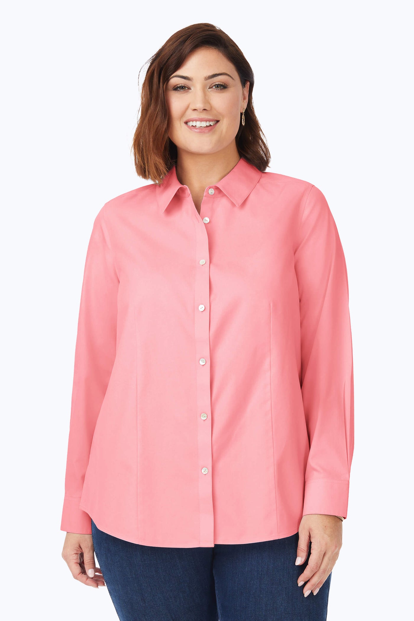 Dianna Plus Essential Pinpoint Non-Iron Shirt #color_pink peach