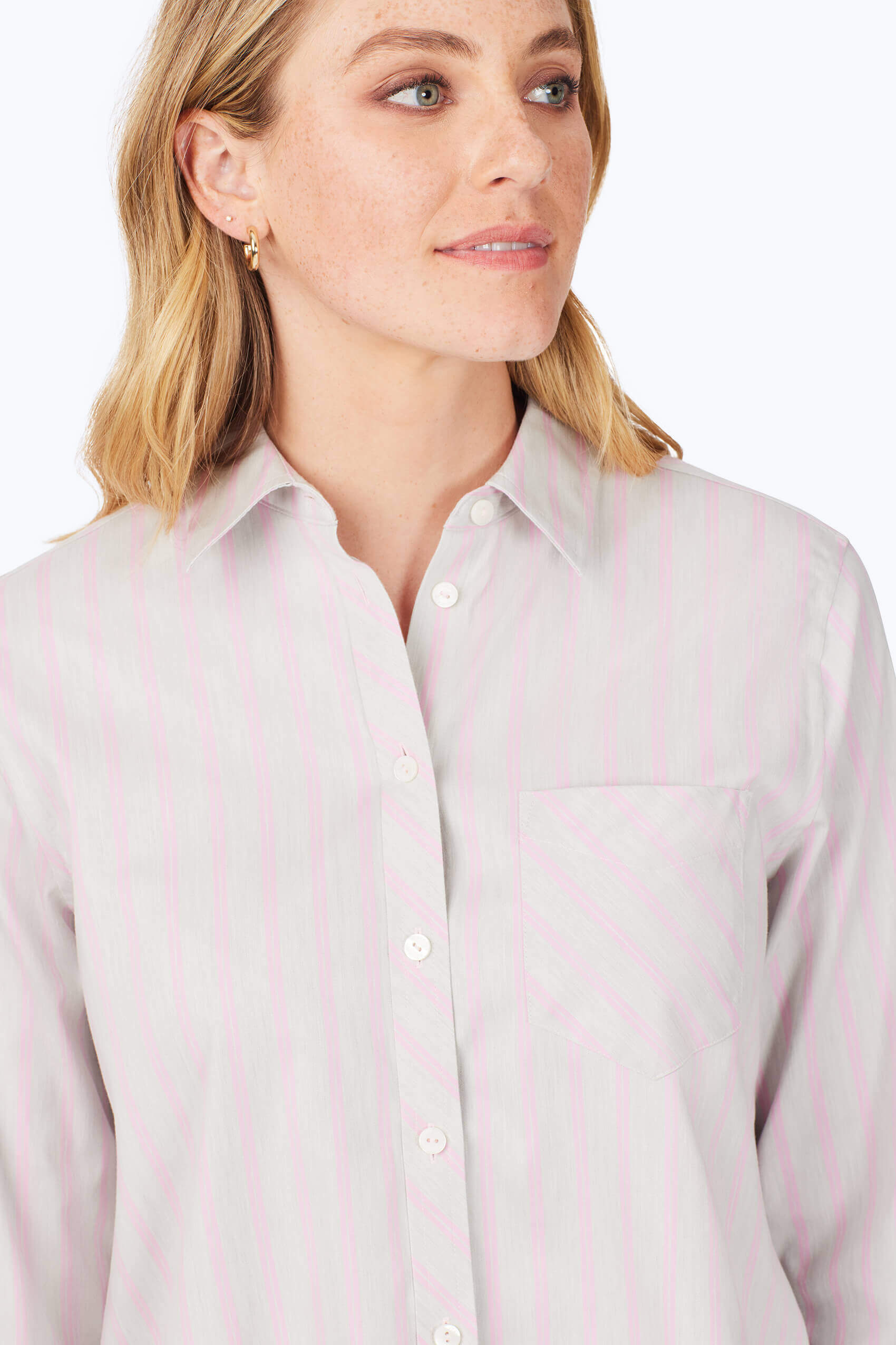 Boyfriend Heathered Stripe Non-Iron Tunic