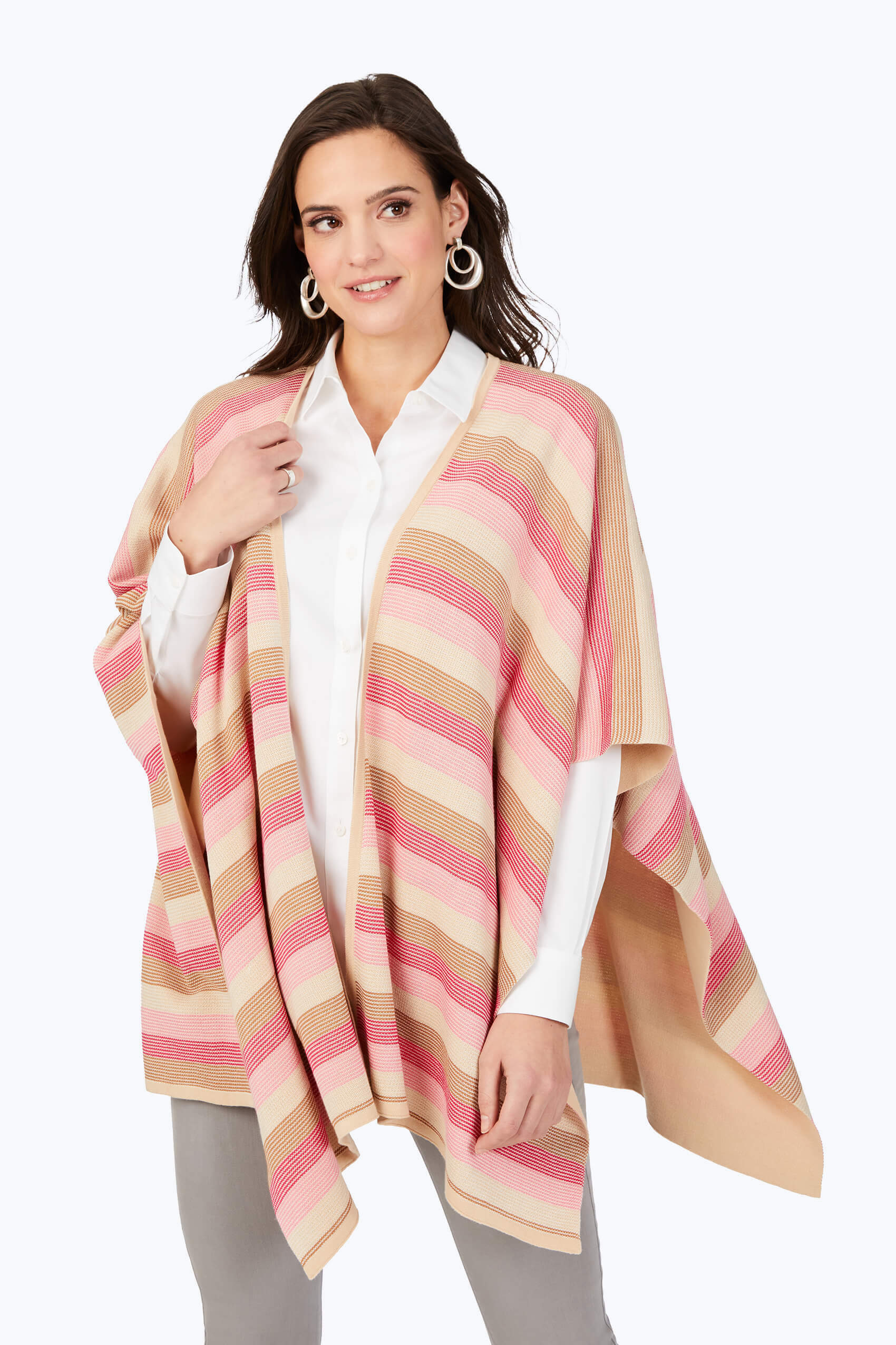 Multi Stripe Reversible Ruana