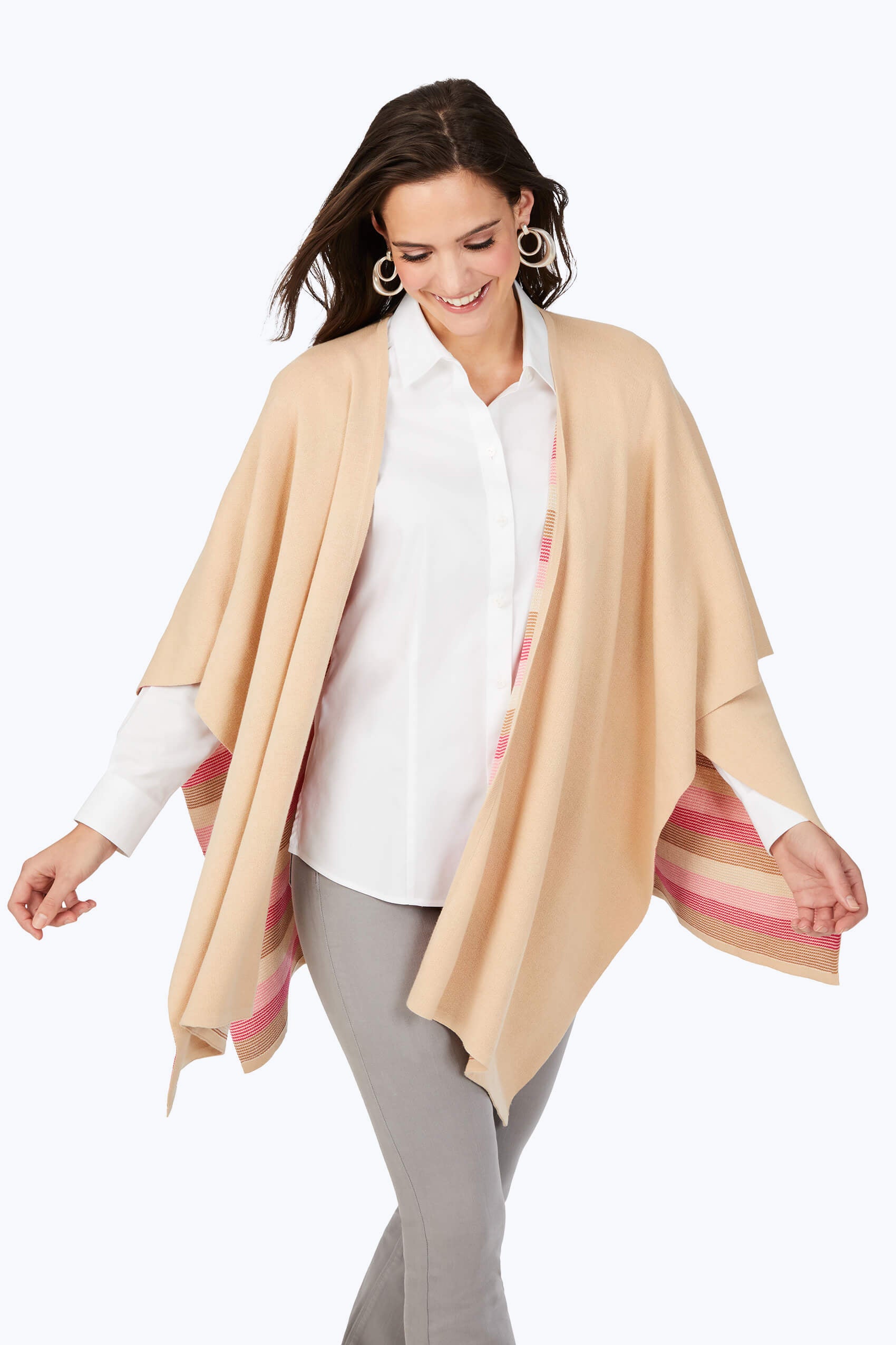 Multi Stripe Reversible Ruana