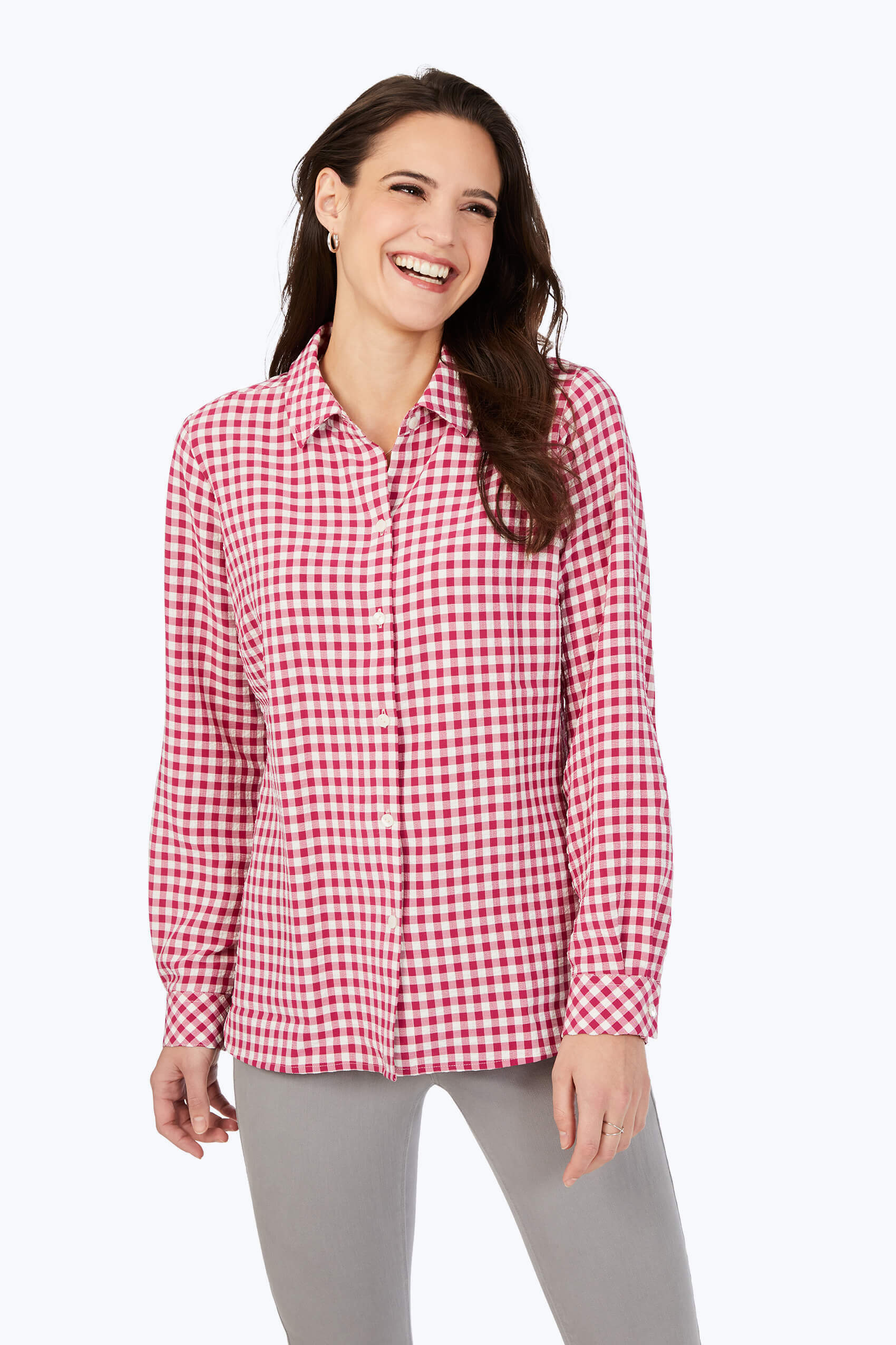 Gingham Check Stretch Shirt