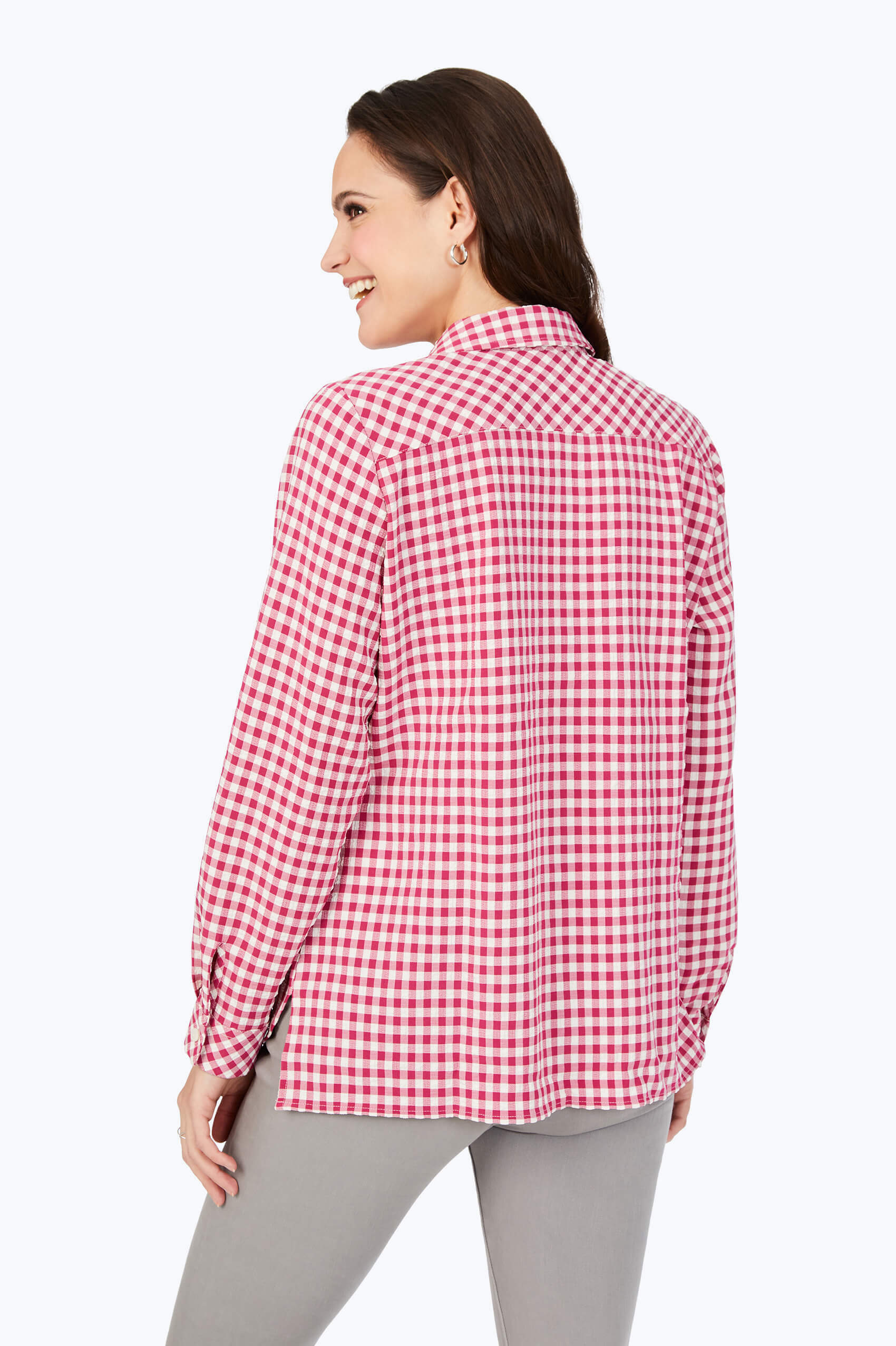 Gingham Check Stretch Shirt