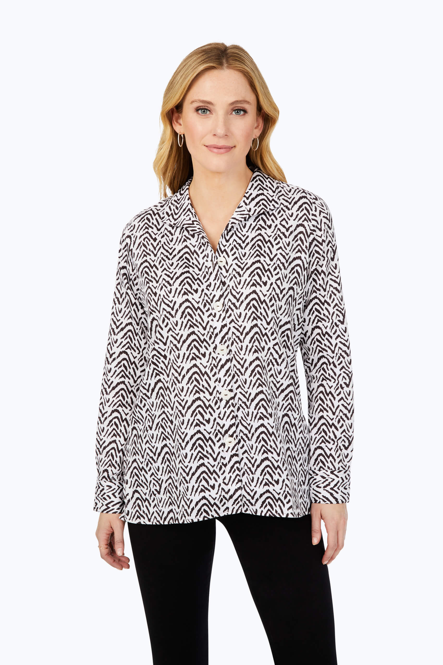 Animal Herringbone Non-Iron Tunic