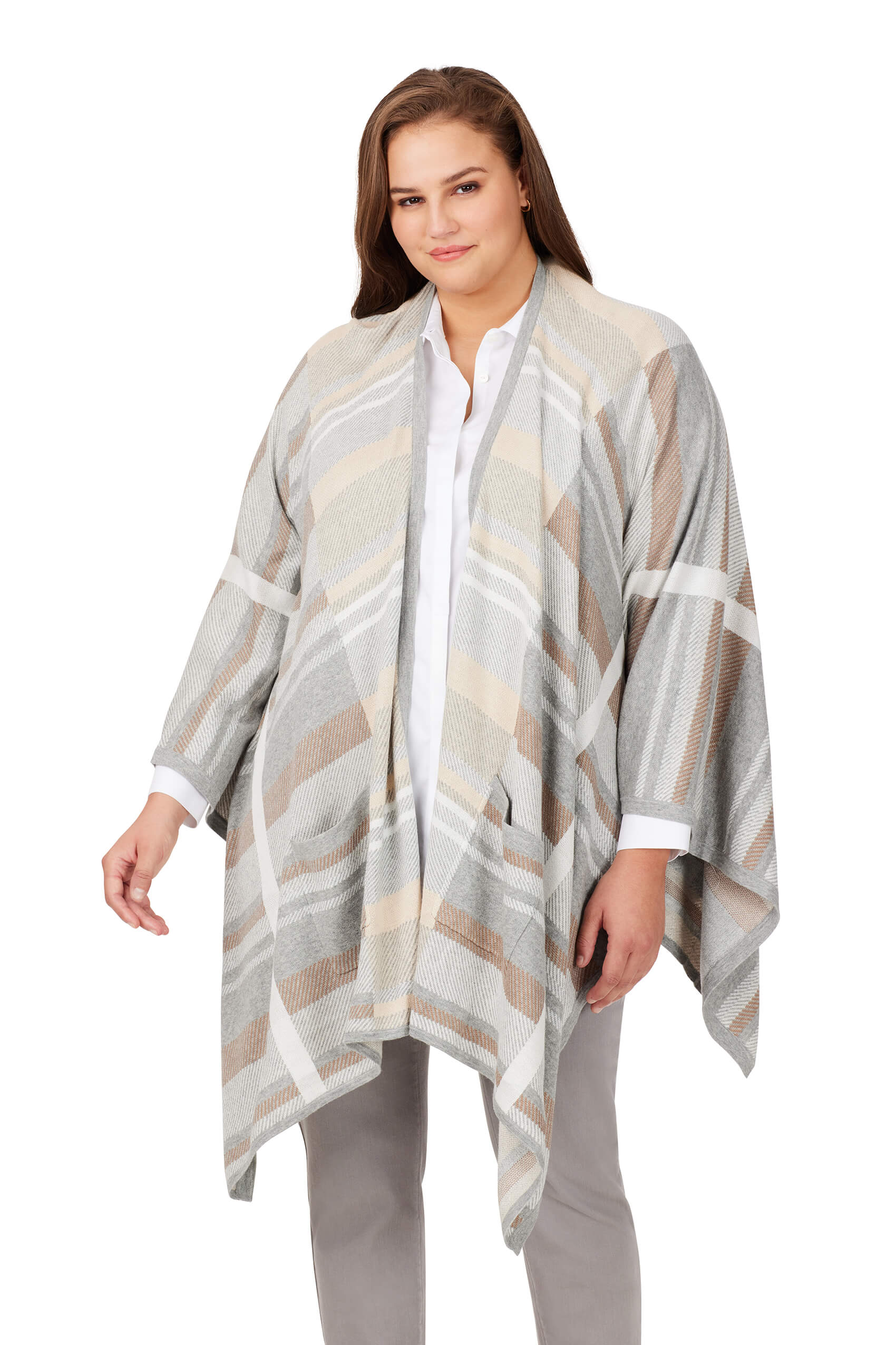 Plus Multi Plaid Ruana