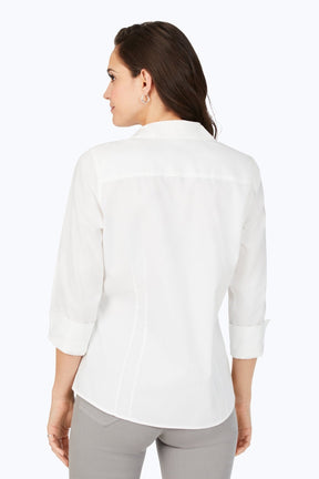 Taylor Petite No Iron Pinpoint 3/4 Sleeve Shirt