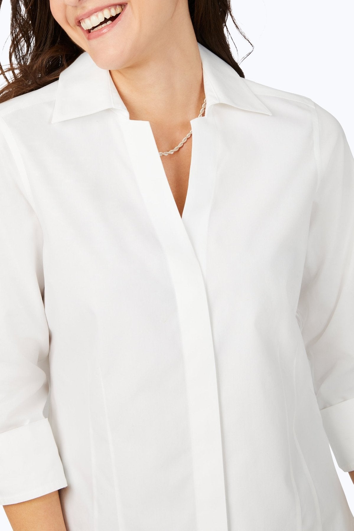Taylor Petite No Iron Pinpoint 3/4 Sleeve Shirt