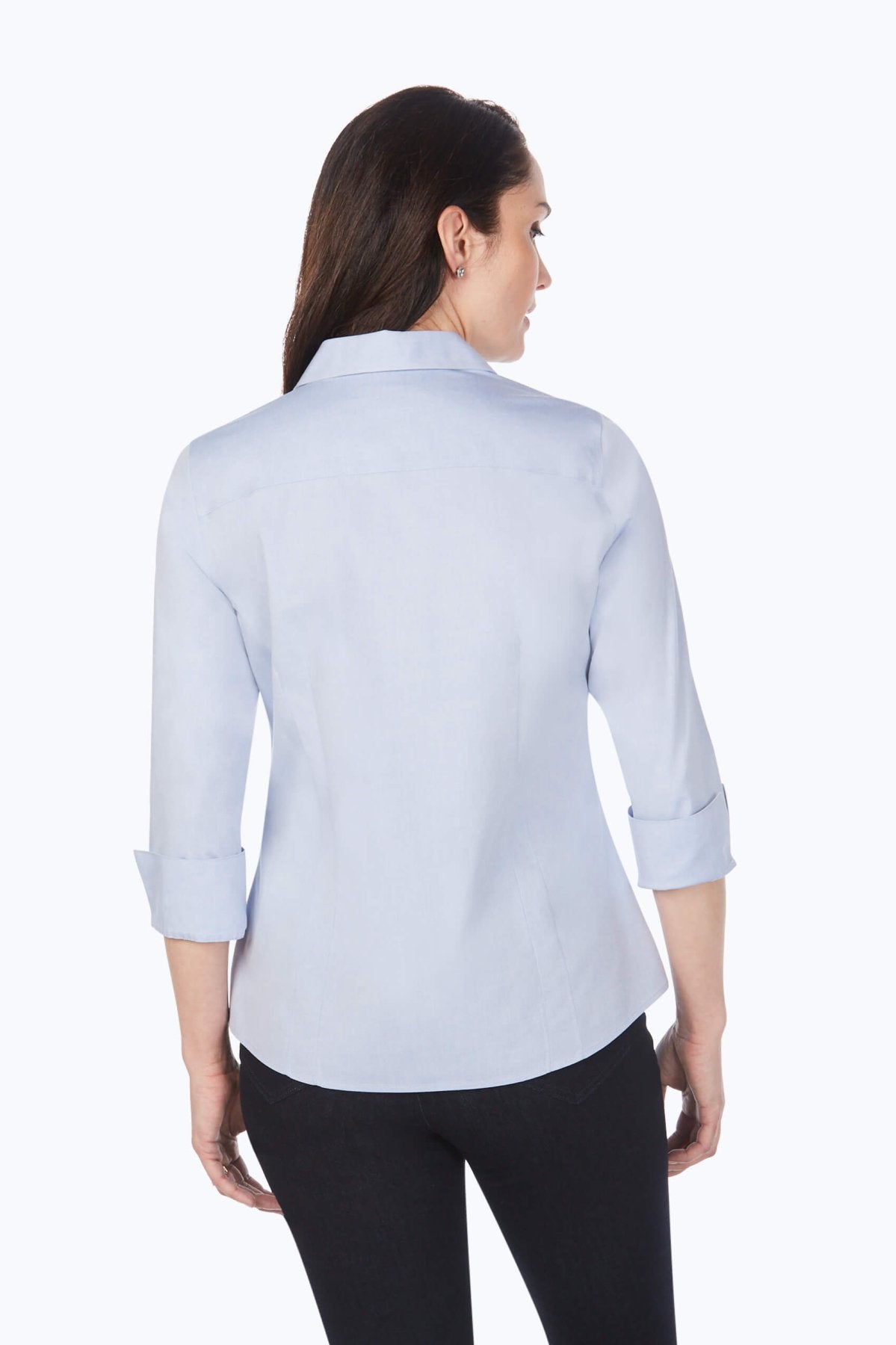 Taylor Petite No Iron Pinpoint 3/4 Sleeve Shirt