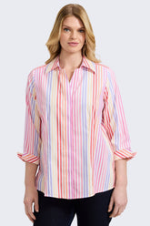 Taylor Plus No Iron Pinpoint Sunset Ombré Stripe 3/4 Sleeve Shirt