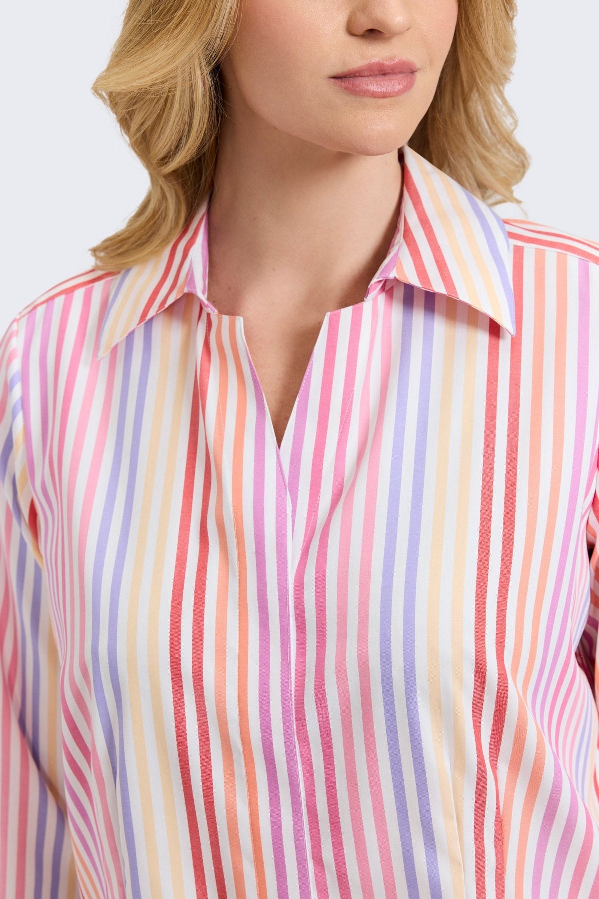 Taylor Plus No Iron Pinpoint Sunset Ombré Stripe 3/4 Sleeve Shirt
