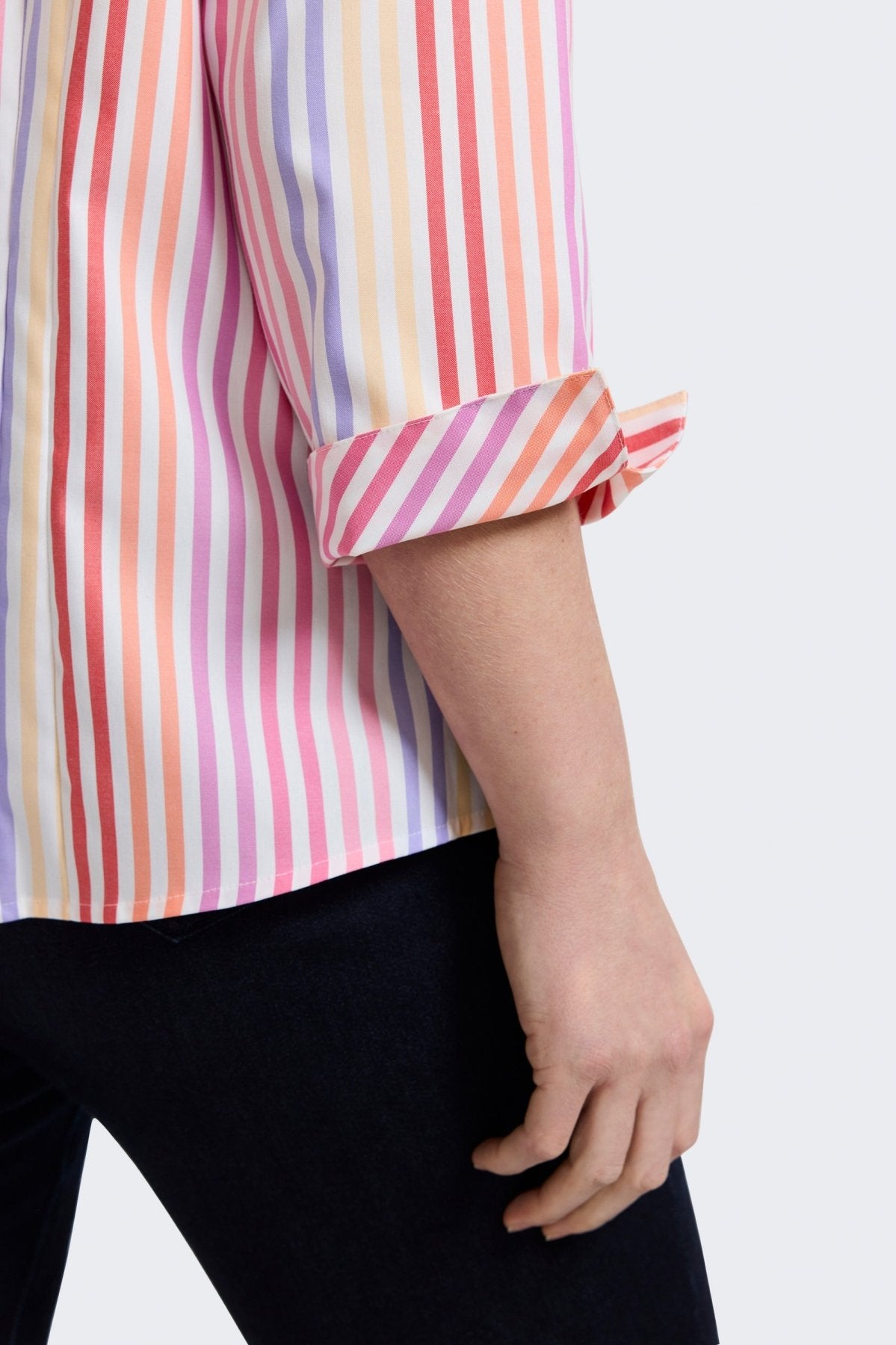 Taylor Plus No Iron Pinpoint Sunset Ombré Stripe 3/4 Sleeve Shirt