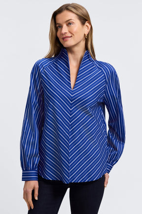 Daphne Classic Wide Stripe Long Sleeve Popover Shirt