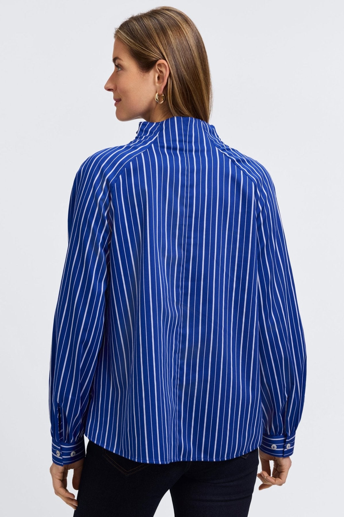 Daphne Classic Wide Stripe Long Sleeve Popover Shirt