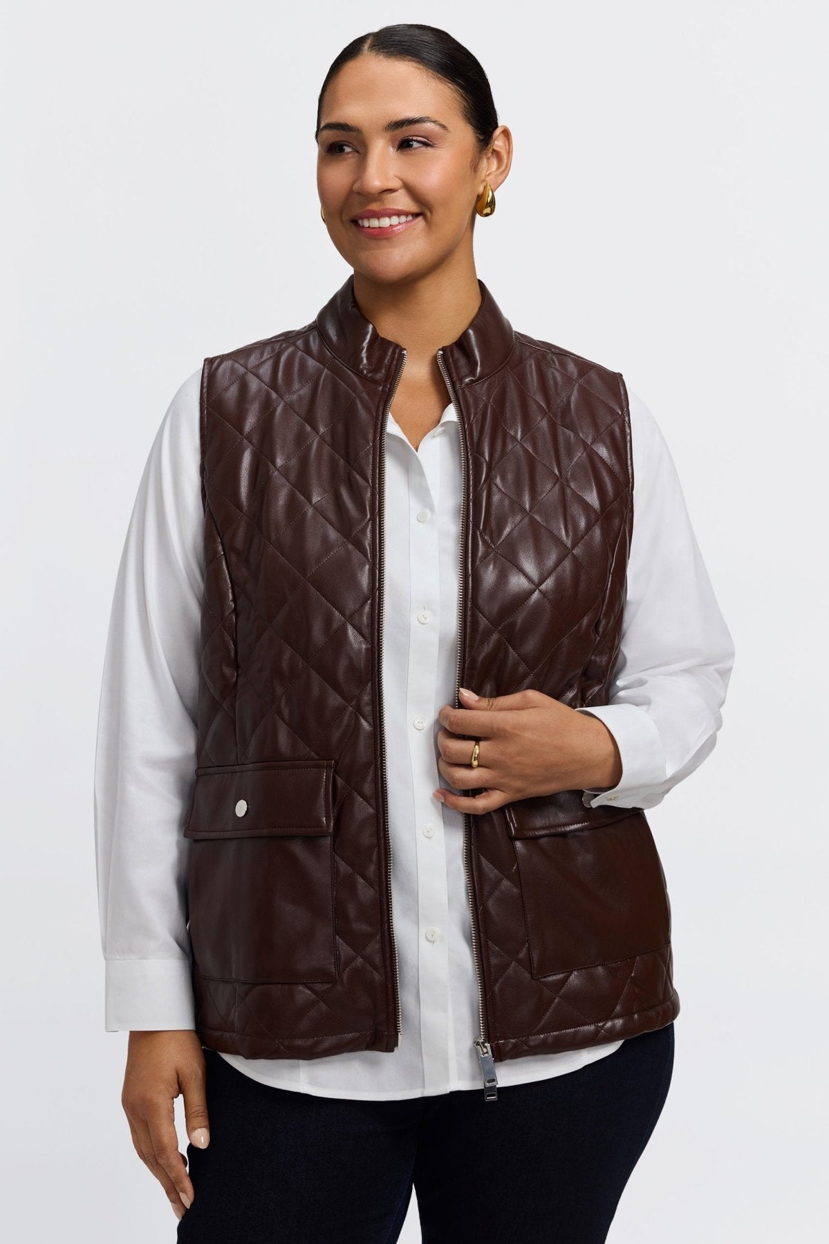 Billie Plus Vegan Leather Quilted Vest