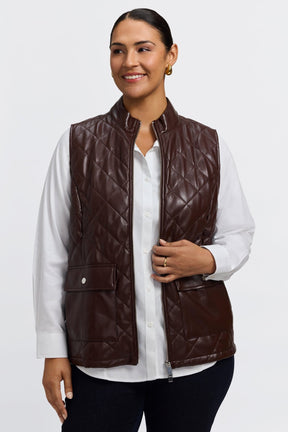 Billie Plus Vegan Leather Quilted Vest