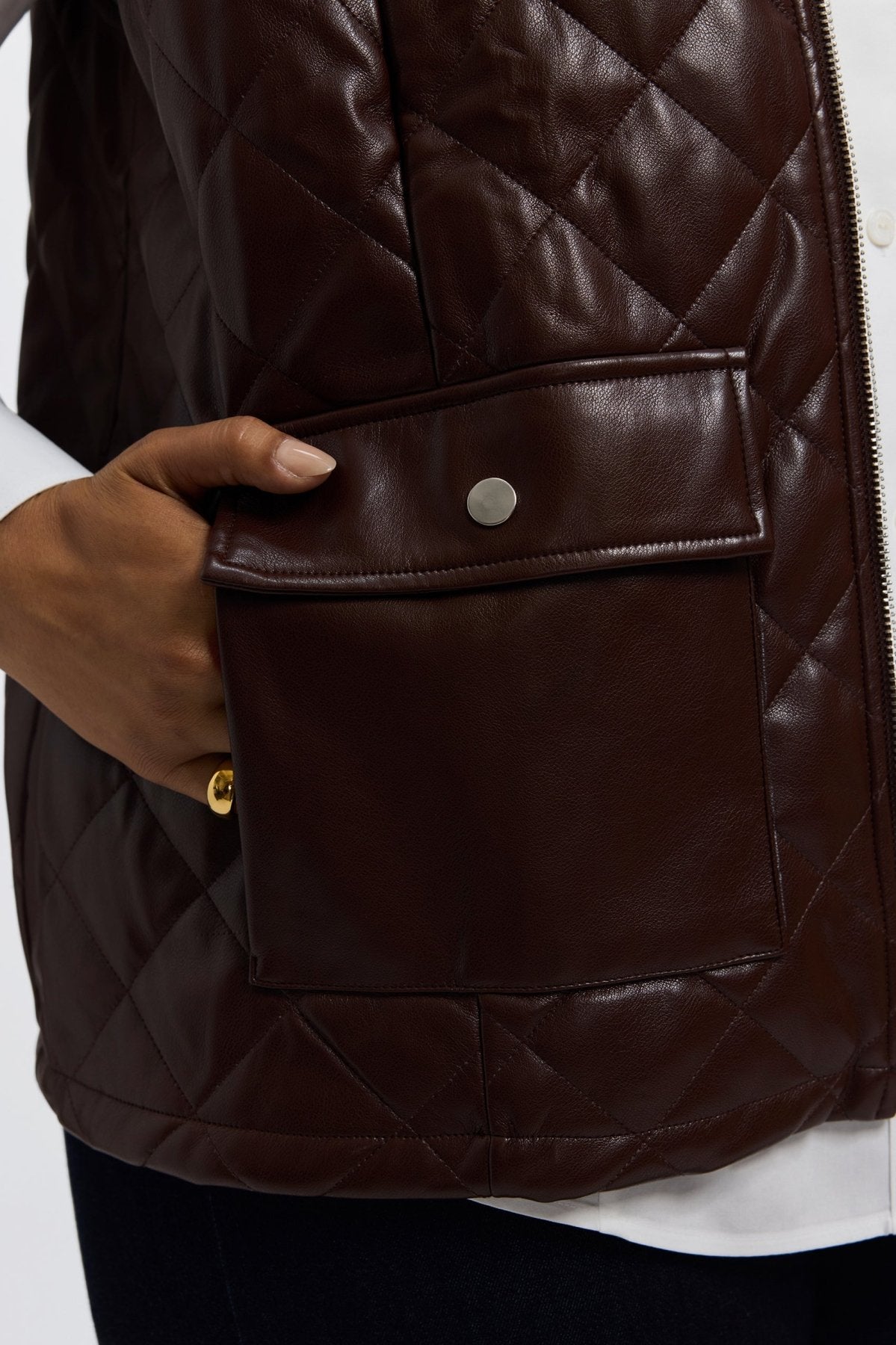 Billie Plus Vegan Leather Quilted Vest