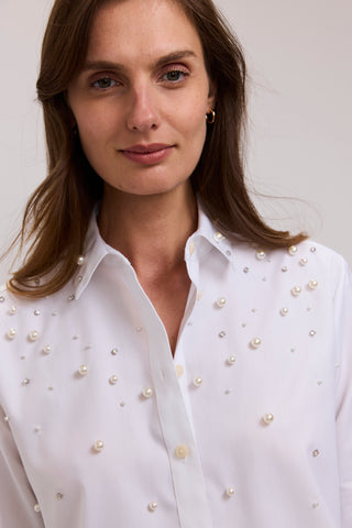 Jodie Embellished Long Sleeve Short Shirt