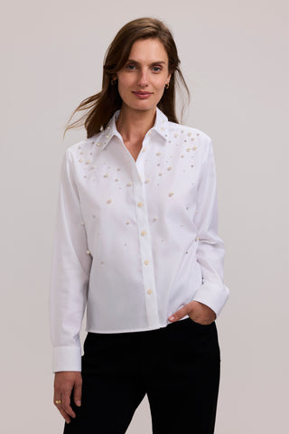 Jodie Embellished Long Sleeve Short Shirt