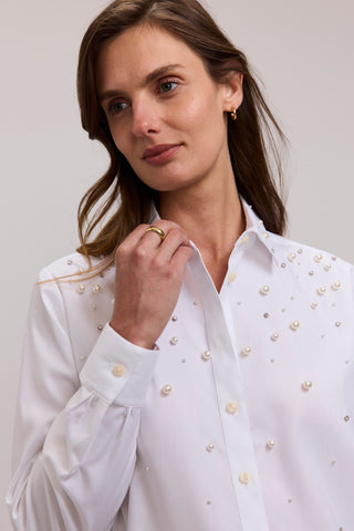 Jodie Embellished Long Sleeve Short Shirt