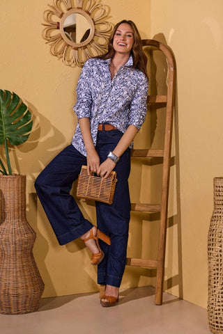 Zoey Allover Eyelet 3/4 Sleeve Shirt
