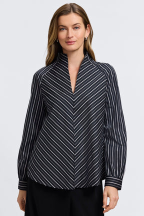 Daphne Classic Wide Stripe Long Sleeve Popover Shirt