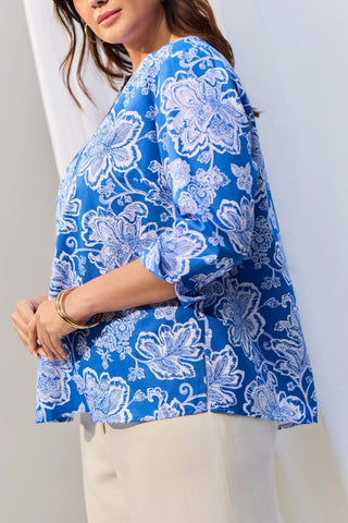 #color_cobalt blue/white woodblock floral