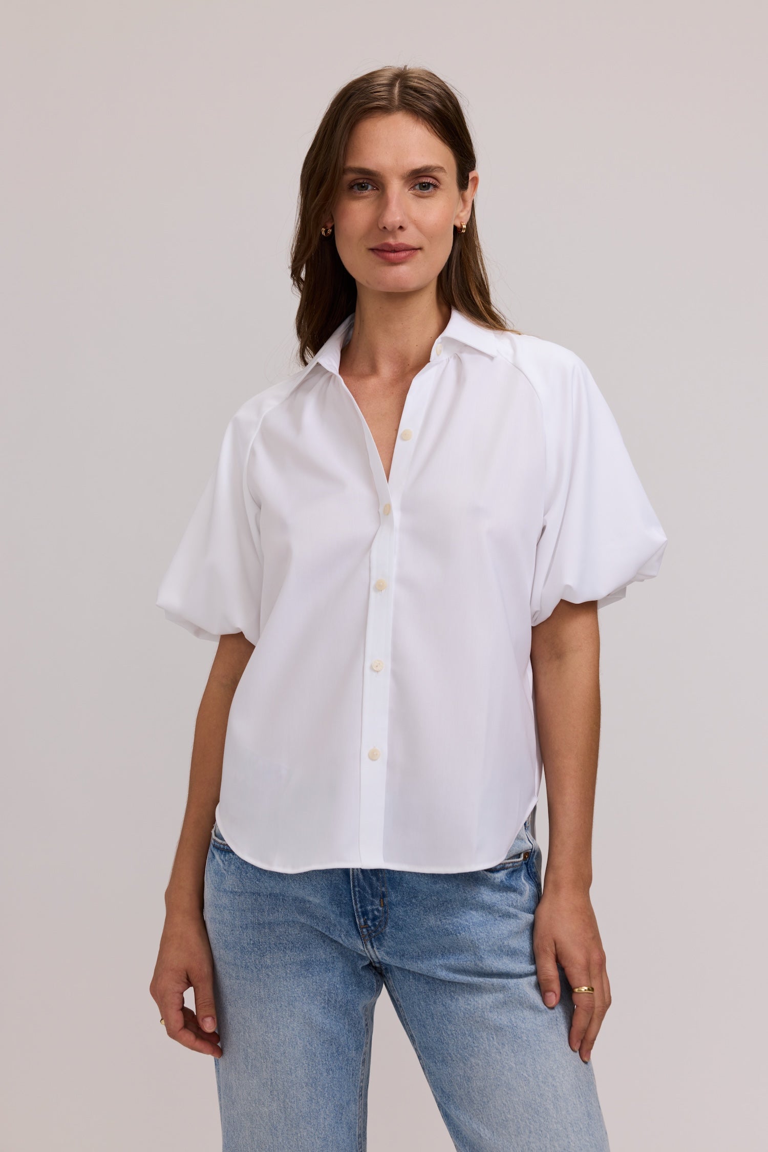 Paula Solid Puff Sleeve Shirt – Foxcroft