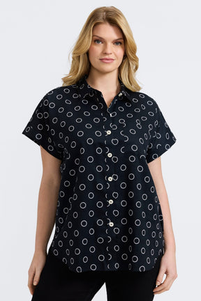 Abigail Plus Circle Dot Short Sleeve Shirt