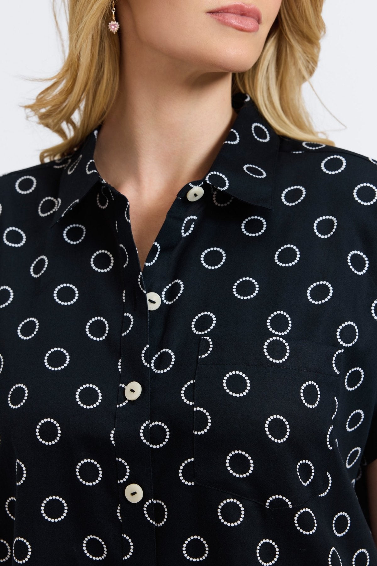 Abigail Plus Circle Dot Short Sleeve Shirt