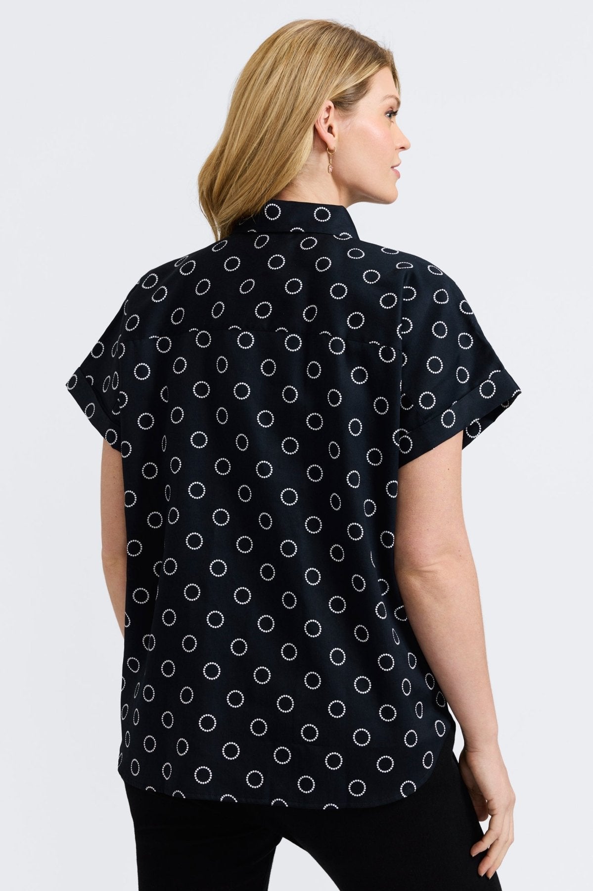 Abigail Plus Circle Dot Short Sleeve Shirt