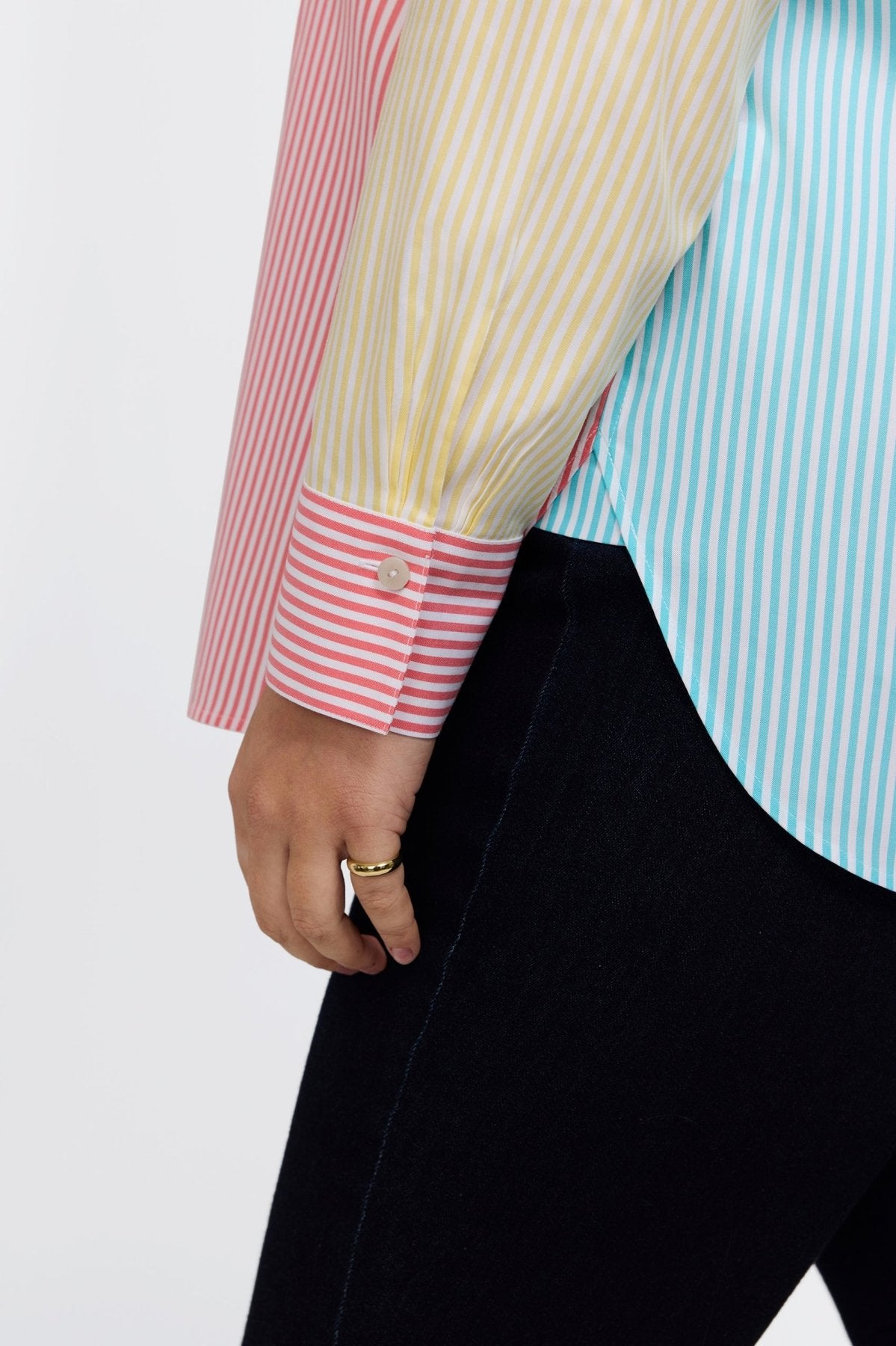 Meghan Plus No Iron Pinpoint Mixed Stripes Long Sleeve Shirt
