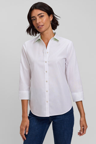 Margie No Iron Pinpoint 3/4 Sleeve Shirt