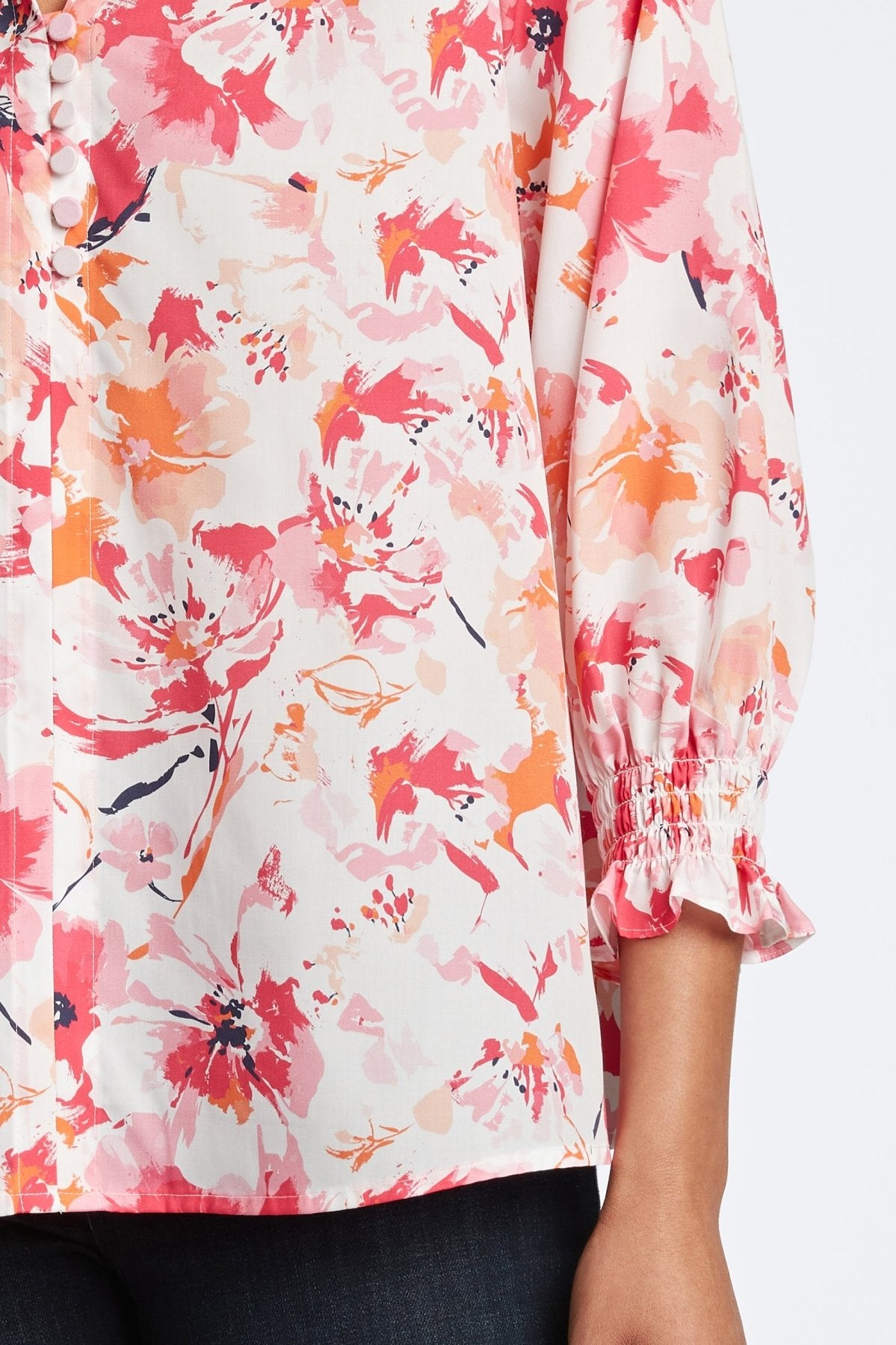 Alexis Watercolor Floral 3/4 Sleeve Popover Shirt
