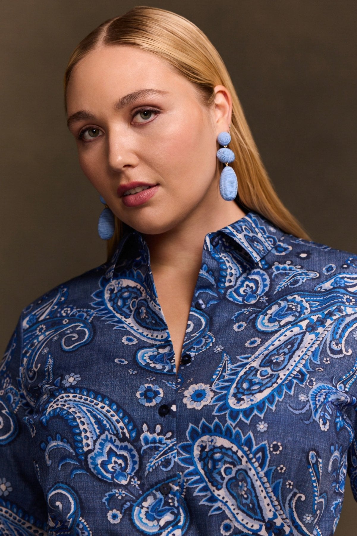 Rocca Plus Denim Paisley 3/4 Sleeve Dress