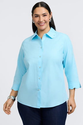 Gwen Plus No Iron Pinpoint 3/4 Sleeve Shirt