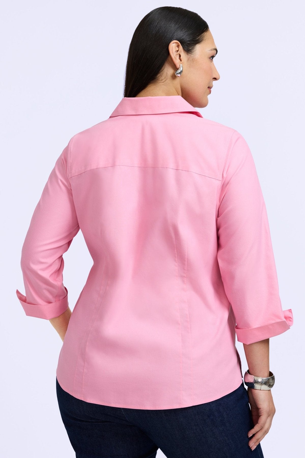 Taylor Plus No Iron Pinpoint 3/4 Sleeve Shirt