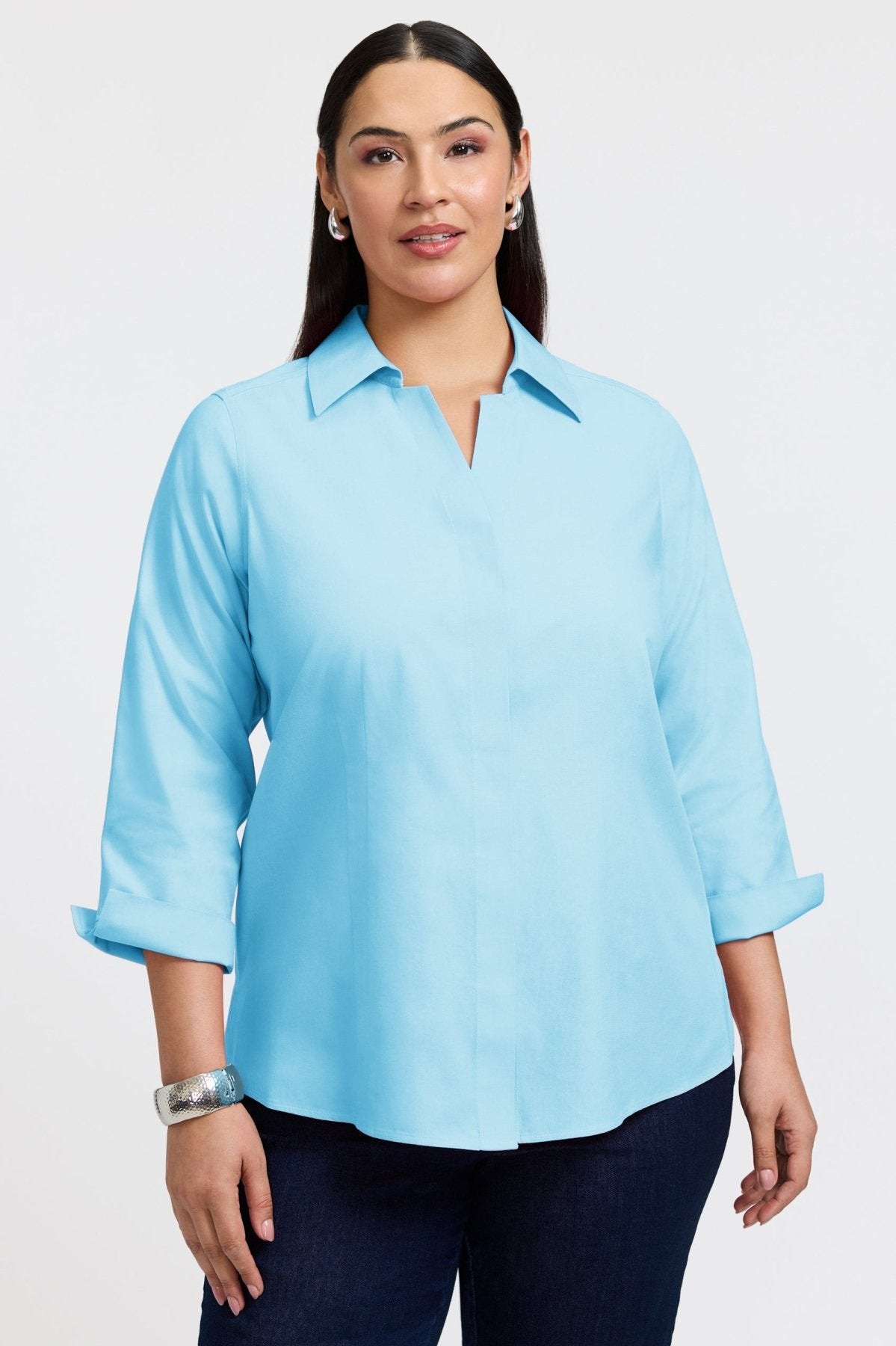 Taylor Plus No Iron Pinpoint 3/4 Sleeve Shirt