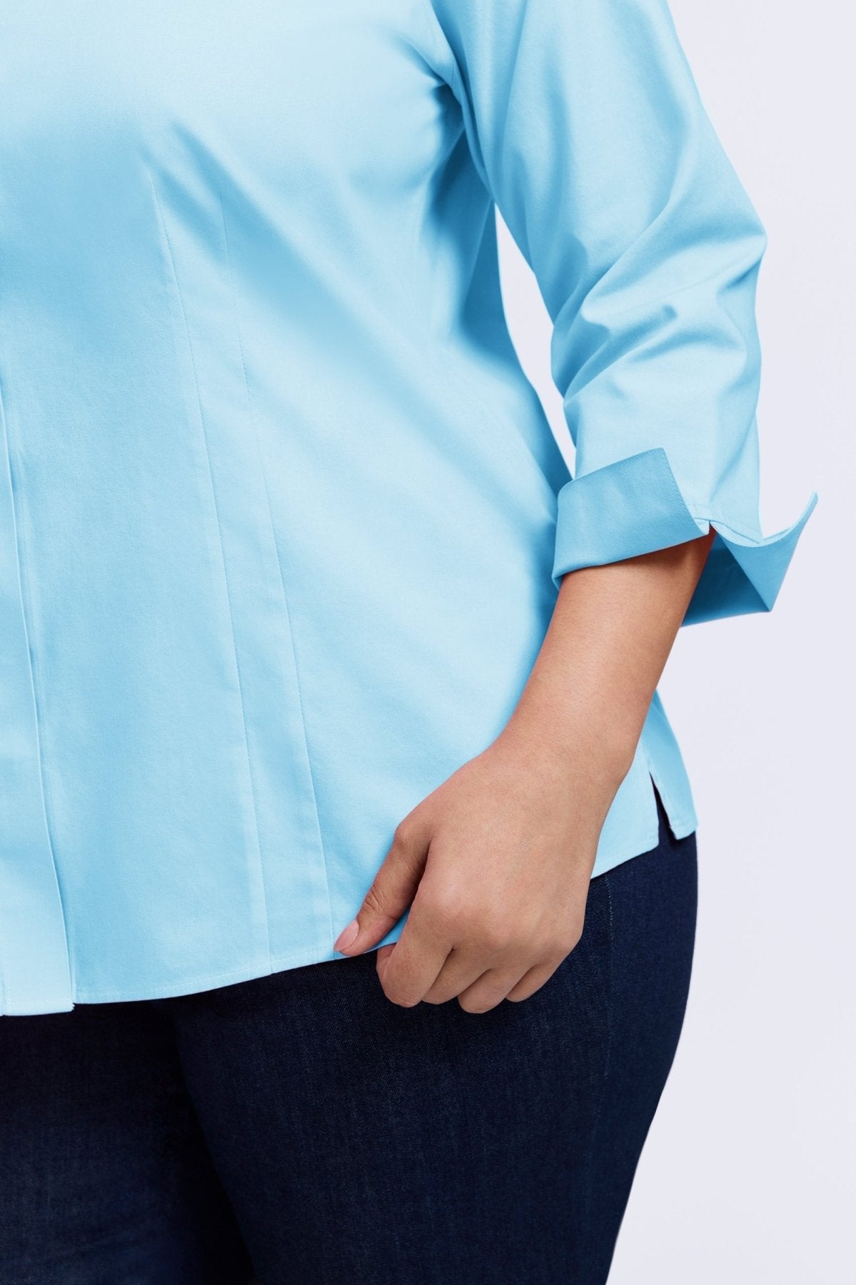 Taylor Plus No Iron Pinpoint 3/4 Sleeve Shirt