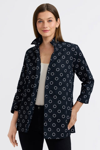 Carolina Circle Dot 3/4 Sleeve Shirt Jacket  