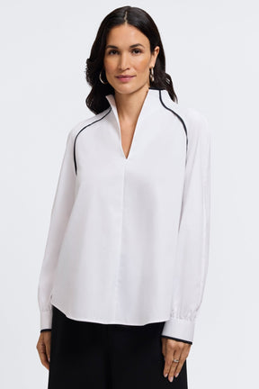 Daphne Stretch Matte Sateen Long Sleeve Popover Shirt