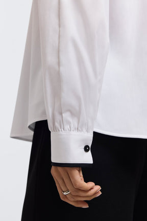 Daphne Stretch Matte Sateen Long Sleeve Popover Shirt