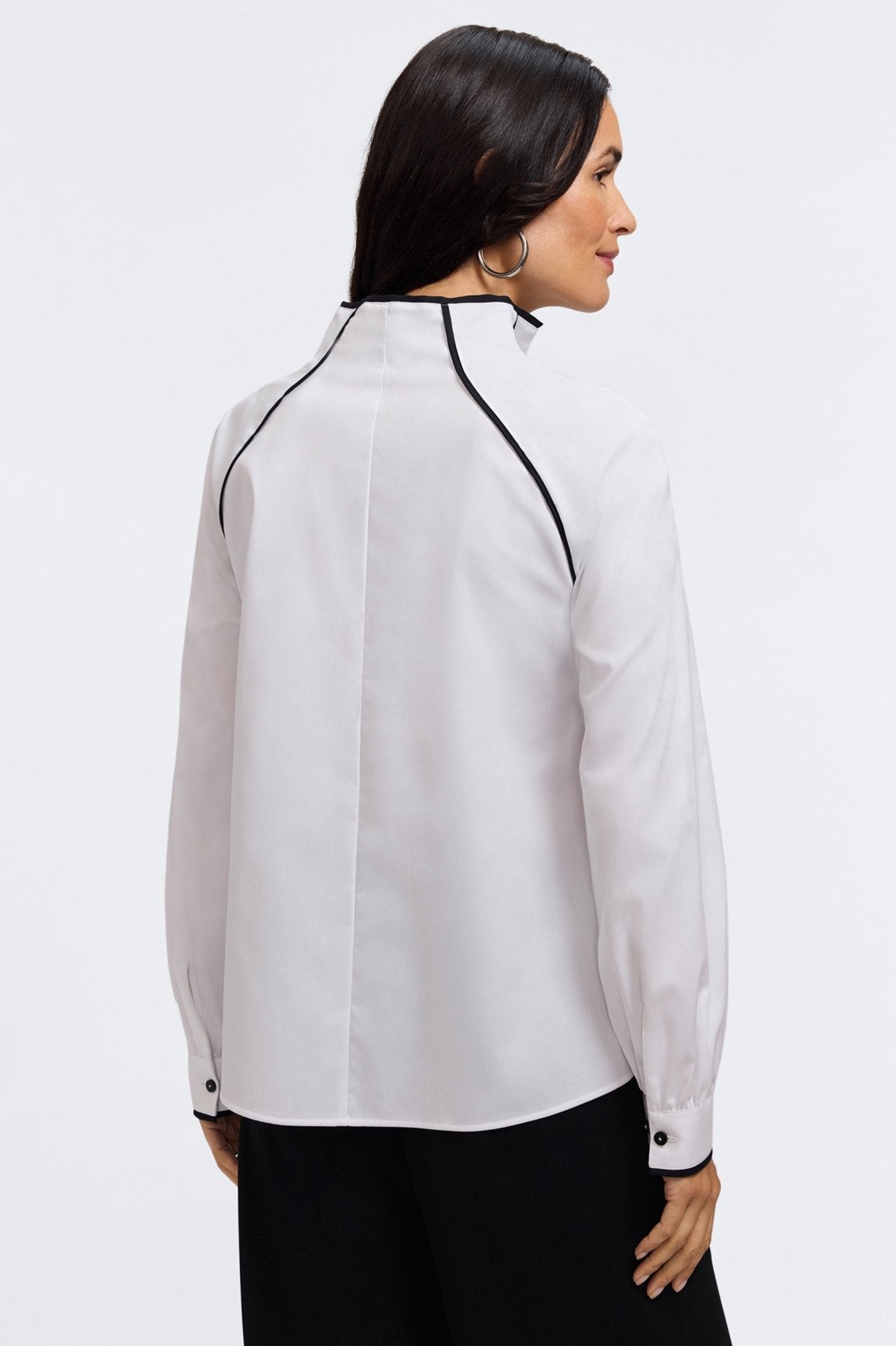 Daphne Stretch Matte Sateen Long Sleeve Popover Shirt