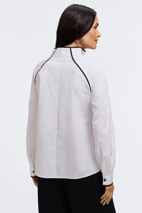 Daphne Stretch Matte Sateen Long Sleeve Popover Shirt