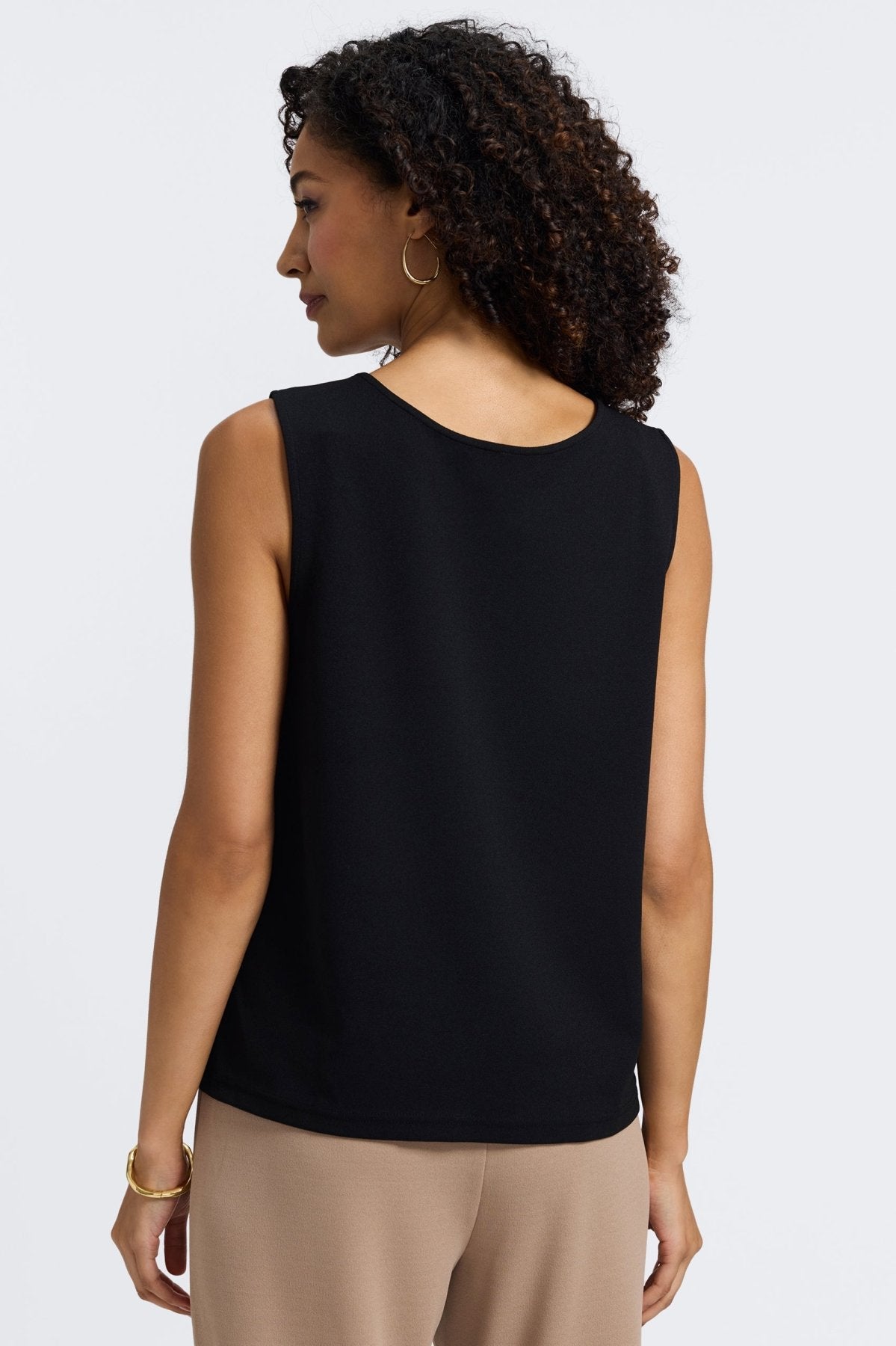 Callie Knit Crepe Reversible Sleeveless Tank- Foxcroft