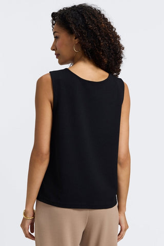 Back of the Callie knit crepe reversible tank featuring the scoop neckline in #color_black