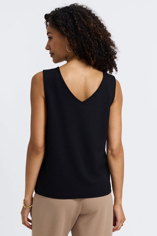Back of the Callie knit crepe reversible tank featuring the v neckline in #color_black