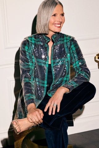 #color_sequined green plaid