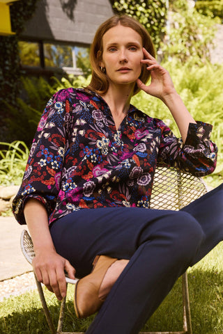 Alix Autumn Floral Long Sleeve Popover Shirt