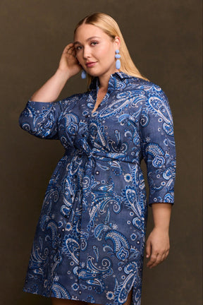 Rocca Plus Denim Paisley 3/4 Sleeve Dress