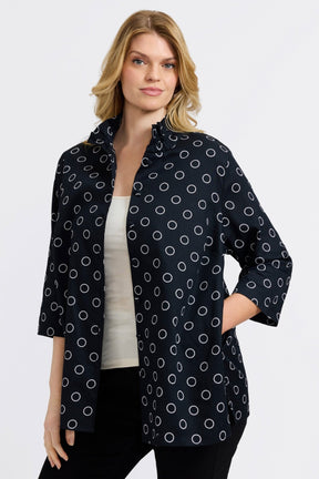 Carolina Plus Circle Dot 3/4 Sleeve Shirt Jacket  