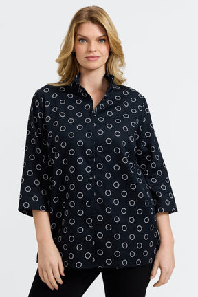 Carolina Plus Circle Dot 3/4 Sleeve Shirt Jacket  